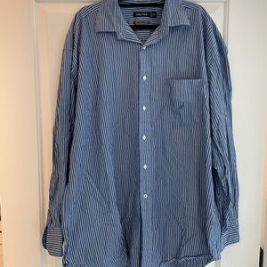 Náutica Men’s XXL 80s Two Ply 100% Cotton Button Down Shirt Long Sleeve Blue